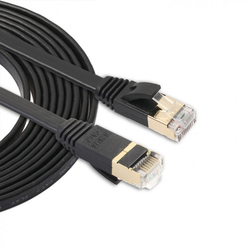 3m CAT7 10 Gigabit Ethernet câble de raccordement ultra plat pour modem réseau LAN routeur Construit avec des connecteurs RJ45 blindés (noir) S3238B823-33