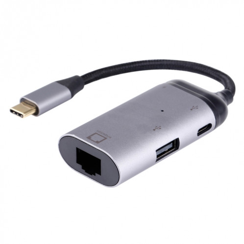 Type-C / USB-C Mâle à RJ45 Femme + Type-C / USB-C Femme + USB Adaptateur femelle convertisseur SH1427506-37