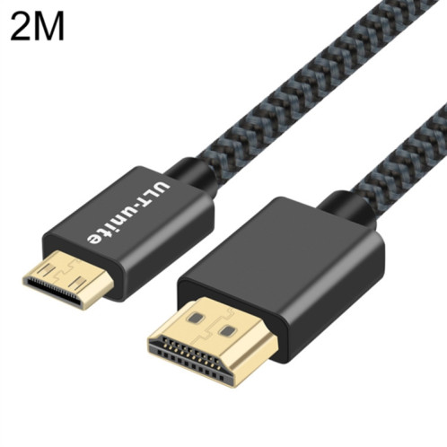 Tête plaquée doré ultime HDMI 2.0 mâle à mini câble tressé en nylon mâle HDMI, longueur de câble: 2m (noir) SU678B509-35