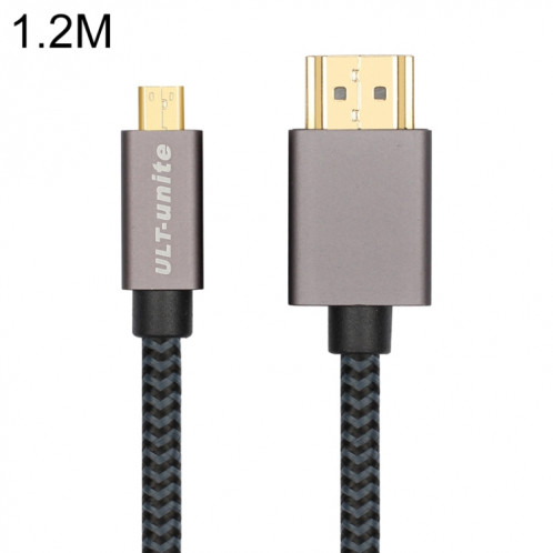 Tête plaquée or ultime HDMI mâle HDMI au câble tressé en nylon mâle micro HDMI, longueur de câble: 1,2 m (noir) SU698B1279-36