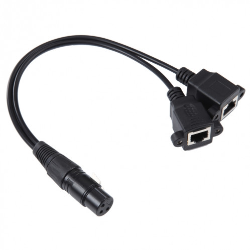 Câble d'extension réseau Ethernet LAN 3 broches XLR femelle vers 2 x RJ45 femelle, longueur du câble : 30 cm (noir) SH875B618-36