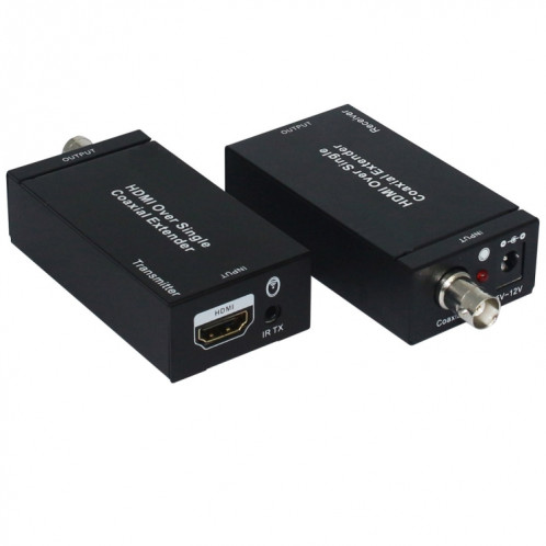 NK-C100IR 1080P HDMI Extendeur Coaxial Simple (Émetteur + Récepteur) avec Câble Coaxial IR, Portée du Signal jusqu'à 100m (Noir) SH421B1803-37