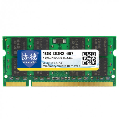XIEDE X024 DDR2 667 MHz 1 Go Module de mémoire RAM à compatibilité totale avec ordinateur portable SX3769444-37