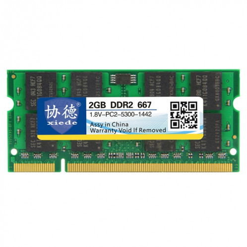 XIEDE X025 DDR2 667 MHz 2 Go Module de mémoire RAM à compatibilité totale avec ordinateur portable SX37701936-37