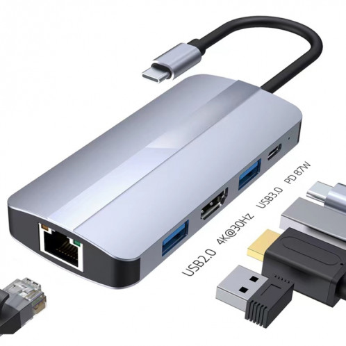 BYL-2109 Adaptateur HUB de station d'accueil multifonction USB-C / Type-C vers USB 5 en 1 SH44141393-38