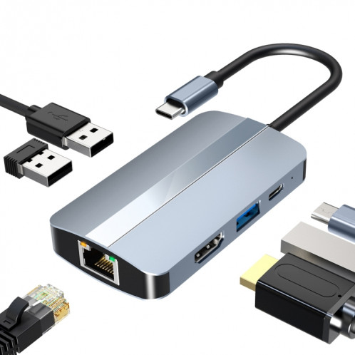 BYL-2203 Adaptateur HUB de station d'accueil multifonction USB-C / Type-C vers USB 6 en 1 SH44161432-311