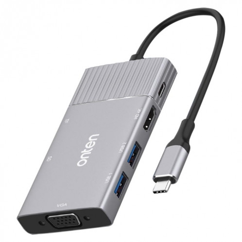 Onten 95113 8 en 1 USB 3.0 x2 + SD / TF + HDMI / VGA + Jack 3,5 mm + Type-C / USB-C (PD 3.0) Station d'accueil de convertisseur HUB multifonction SO5083436-313