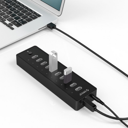 ORICO P10-U2 10 ports USB 2.0 HUB avec indicateur de puissance LED et 1 m de câble USB (noir) SO56591316-35