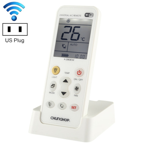 CHUNGHOP K-390EW WiFi Climatiseur Universel Intelligent Télécommande A / C avec rétro-éclairage et lumière LED et Base, prise en charge du réseau 2G / 3G / 4G / WiFi, prise américaine SC69331536-310