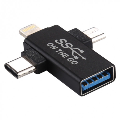 Adaptateur OTG multifonction 3 en 1 USB 3.0 à 8 broches + Micro USB + Interface USB-C / Type-C SH8369882-38