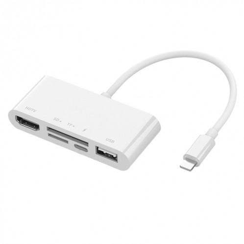 75215 5 en 1 8 broches vers HDMI + fente pour carte SD + fente pour carte TF + USB + port de charge 8 broches convertisseur vidéo HD SH8457808-312