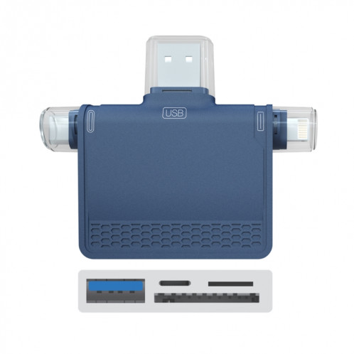 NK-939C 3 en 1 USB à la station d'accueil multifonctionnelle multifonctionnelle USB-C / Type-C + 8pin (bleu) SH742L490-36