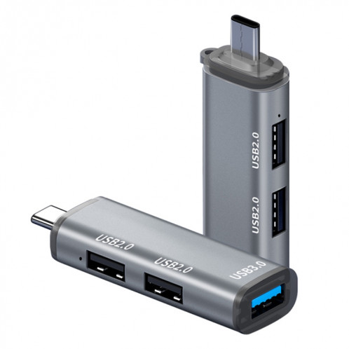 ADS-302C 3 en 1 Station d'accueil de moyeu C / USB-C (gris argenté) SH15SH908-37