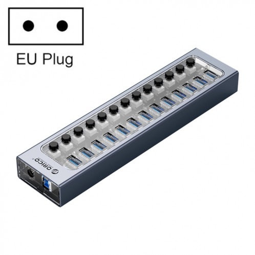 Orico AT2U3-13AB-GY-BP 13 PORTS USB 3.0 HUB avec interrupteurs individuels et indicateur de LED bleu, fiche US SO44EU1104-310