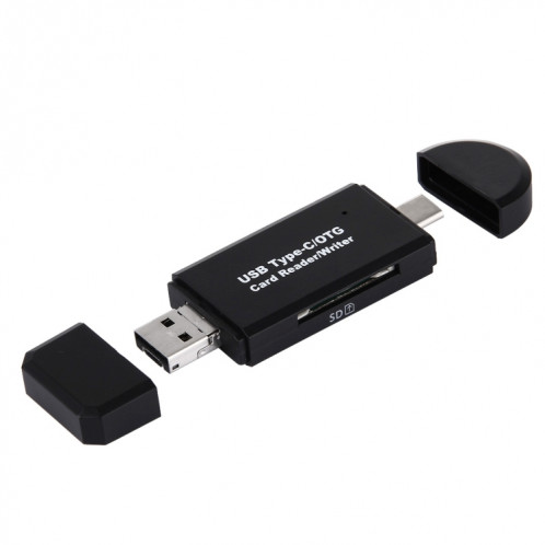 3 en 1 USB-C / Type-C 3.1 vers USB 2.0 + Micro USB + SD(HC) + Adaptateur lecteur de carte Micro SD avec fonction OTG (Noir) SH9997125-38