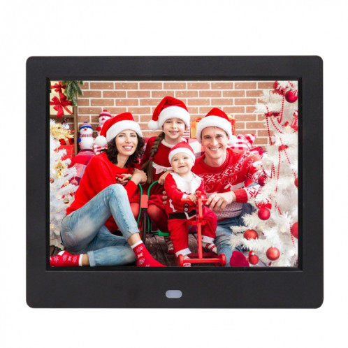 Cadre photo numérique à écran TFT AC 100-240V 8 pouces avec support et télécommande, prise en charge USB / carte SD (noir) SH512B3-38