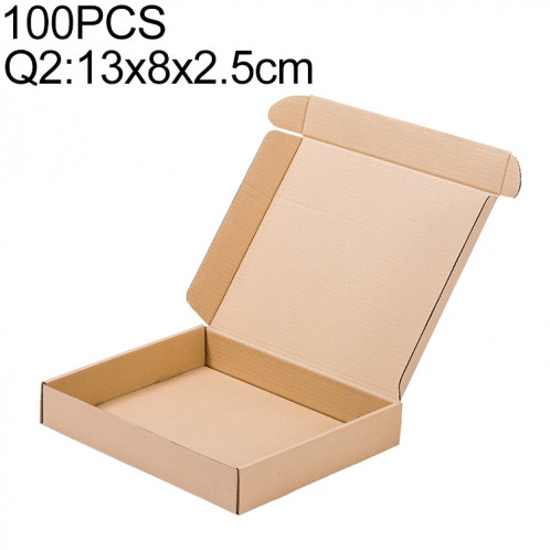 Boîte d'emballage de boîte d'expédition de papier kraft 100 PCS, taille: Q2, 13x8x2.5cm SH2621774-37