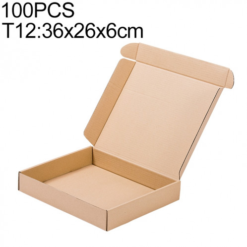 Boîte d'emballage de boîte d'expédition de papier kraft 100 PCS, taille: T12, 36x26x6cm SH26261764-37