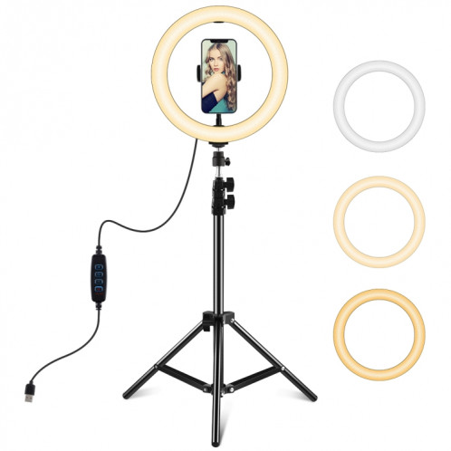 PULUZ 1.1m Trépied + Anneau LED 10 pouces 26cm LED anneau Vlogging kits de diffusion en direct SP3035949-312