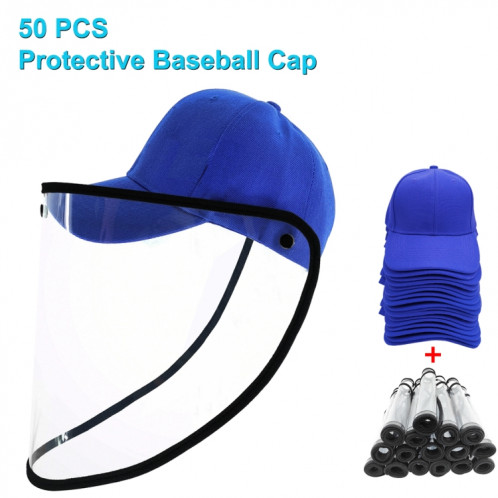 50 PCS Anti-Saliva Splash Anti-Spitting Anti-Fog Anti-Oil Protective Baseball Cap Mask Masque amovible Face Shield (Bleu) SH463L996-314