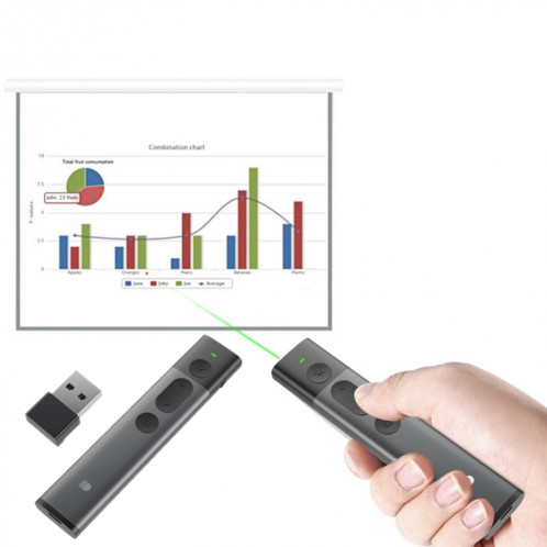 Doosl DSIT032 2.4GHz Wireless Presenter PowerPoint Représentation du clicker Télécommande Pointeur laser vert, distance de contrôle: 100m SD2221518-311