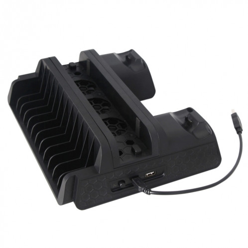DOBE TP4-882 3 en 1 Console de jeu Ventilateur de refroidissement + Fentes de stockage de jeu + Contrôleur de jeu Dock de charge pour Sony PS4 / PS4 Pro / PS4 Slim (Noir) SD016B1038-37