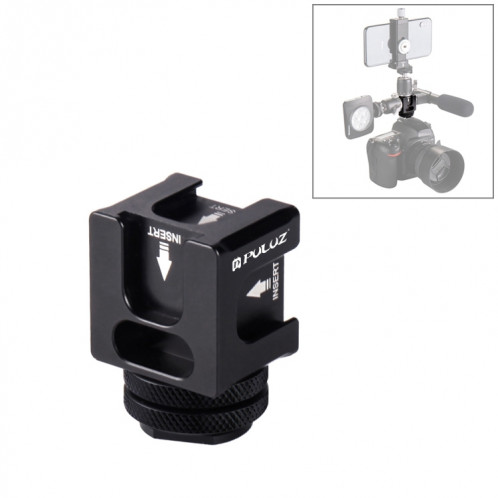 PULUZ 4-Head Hot Shoe Mount Adapter Microphone Flash Light Support de support en alliage d'aluminium SP3032364-35