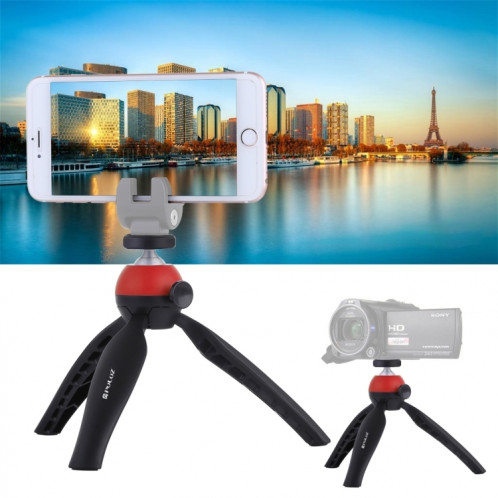 Support de trépied de poche Mini PULUZ avec rotule à 360 degrés pour téléphones intelligents, GoPro, appareils photo DSLR (rouge) SP361R155-311