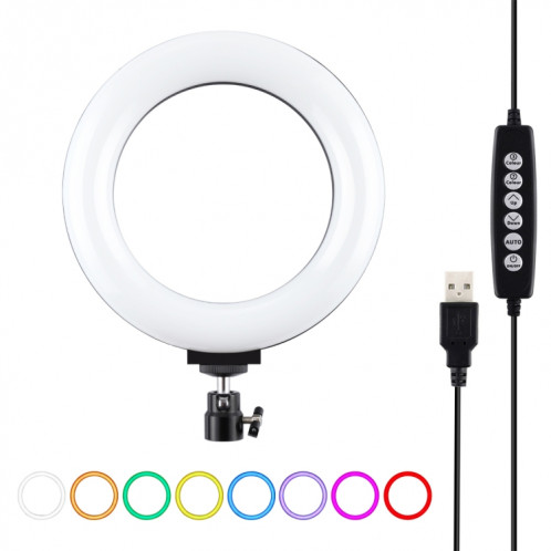 PULUZ 6.2 pouces 16cm USB 10 Modes 8 Couleurs RGBW Dimmable LED Anneau Vlogging Photographie Vidéo Lumières avec Trépied Rotule (Noir) SP432B1252-316