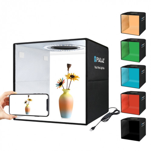 Puluz 30cm pliante haute 97 cri sonnerie photo lumière Studio Studio Shooting Tente Boîte boîte avec 6 couleurs Blanc, Orange, Rouge, Vert, Bleu), Taille du feu: 30cm x 30cm x 30cm (noir) SP032B1556-316