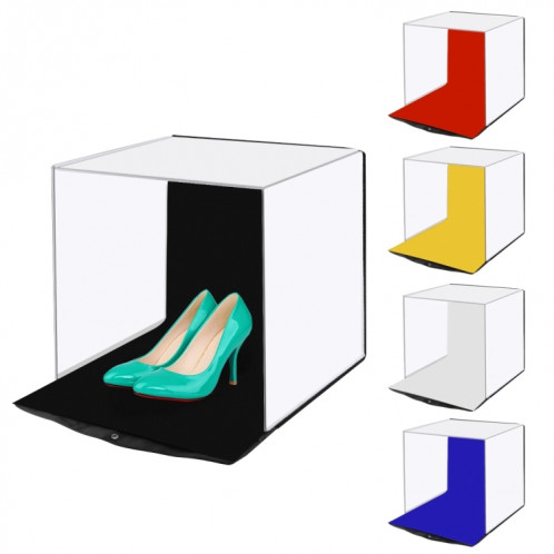 PULUZ 40cm Photo Softbox Kits de boîtes de tentes de tir de studio pliantes portables avec 5 couleurs de fond (rouge, jaune, bleu, blanc, noir), taille: 40cm x 40cm x 40cm SP5140230-313