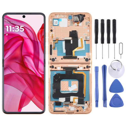 Écran LCD d'origine complet avec châssis pour Motorola Razr+ 2024 (doré) SH114J1206-37