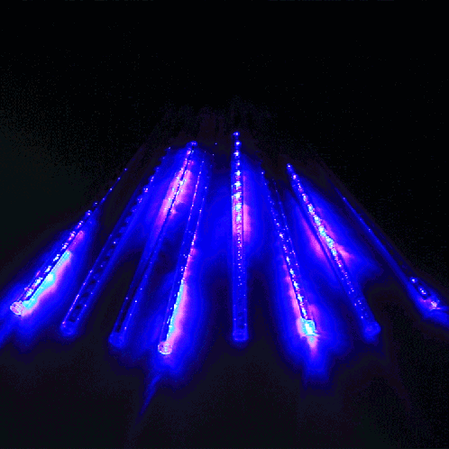 30cm 8 barres lumineuses lampe de douche de météore, 17 LED lumières luminescentes bâton pour Noël (lumière bleue) SH12601079-312