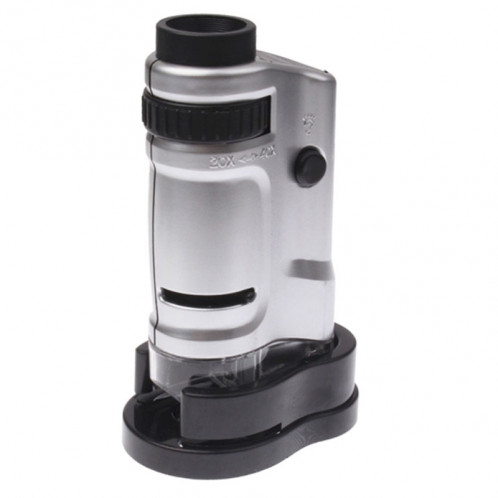 Microscope de poche à objectif avec grossissement de 20X 40X avec lumière LED (Argent) SH41451945-310