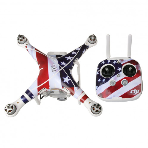 US Flag Pattern 4D imitation de fibre de carbone PVC Kit d'autocollant de résistance à l'eau pour DJI Phantom 3 Quadcopter & Remote Controller & Battery SH250B16-34