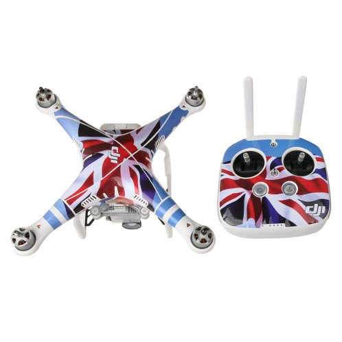 Kit drapeau britannique 4D imitation fibre de carbone PVC Résistance à l'eau Kit pour DJI Phantom 3 Quadcopter & Télécommande & Batterie SH250D512-34