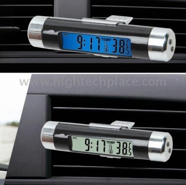 Bureau de décoration de voiture Écran LCD Horloge et thermomètre avec rétro-éclairage bleu SB30483-38