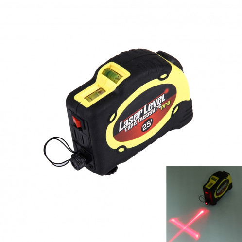 Niveau laser avec ruban à mesurer Pro (25 pieds) et clip de ceinture / peuvent être fixés au trépied (jaune) SH0208982-310
