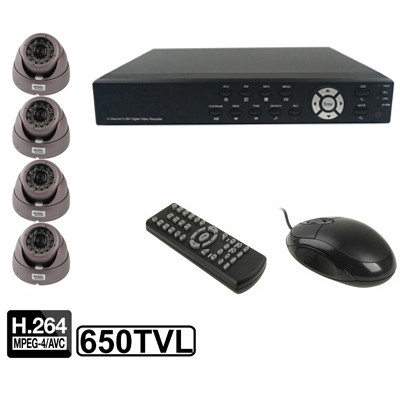 Kit enregistreur vidéo numérique 4 canaux (CCD Sony 1/3, 650TVL, 24 LED IR, objectif 6 mm, distance IR: 25 m, H.264 (8204EV + 622A) SH110D517-312