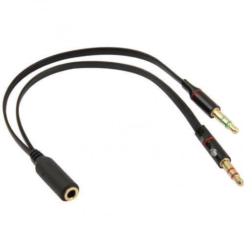 3.5mm Femelle à 3.5mm Mâle Microphone Jack + 3.5mm Mâle Écouteur Jack Câble Adaptateur (Noir) S3-307710-34