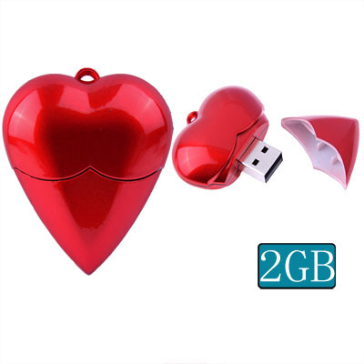 Disque flash USB2.0 style coeur de 2 Go (rouge) S20120278-36
