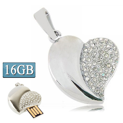 Argent disque en forme de coeur en forme de diamant disque flash USB, spécial pour les cadeaux de Saint Valentin (16 Go) SS196D1973-36