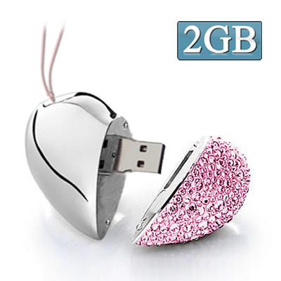 Coeur en forme de diamant diamant USB Flash Disk, spécial pour les cadeaux de Saint Valentin (2 Go) SH197A68-36
