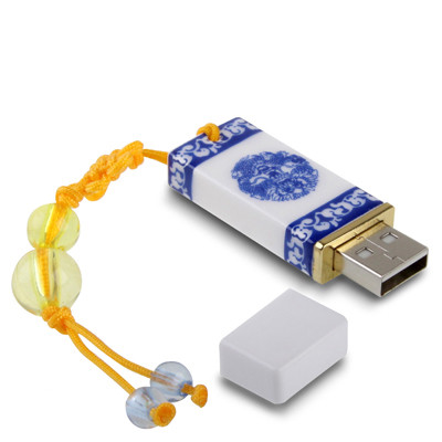 Disque Flash USB 4Go bleu et blanc en porcelaine SB186B1265-32