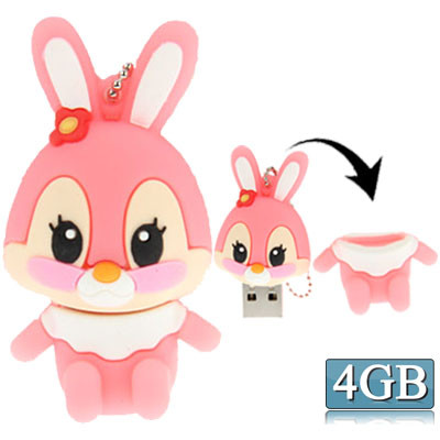 Bande dessinée style lapin Silicone USB 2.0 Flash disque, spécial pour toutes sortes de cadeaux de fête du Festival, rose (4 Go) SC283B653-35