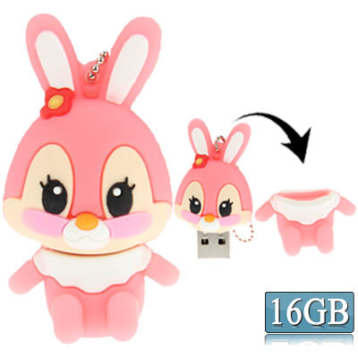 Bande dessinée style lapin Silicone USB 2.0 Flash disque, spécial pour toutes sortes de cadeaux de fête du Festival, rose (16 Go) SC283D1349-35