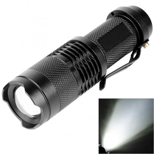 Lampe torche à objectif zoom SK68 180lm, LED CREE Q3-WC, 1 mode, lumière blanche, avec clip (noir) SH01531972-312
