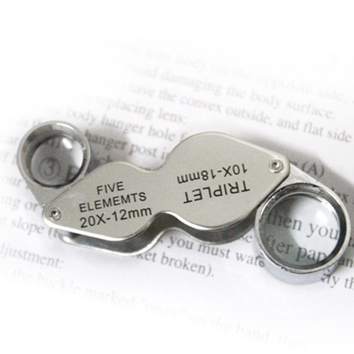 10X 20X loupe de lecture de loupe de bijoux portable et rotatif à la main (MG22181) (Argent) SH00051388-37