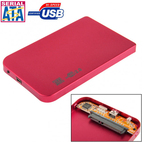 Boîtier externe SATA HDD 2,5 pouces, taille: 126 mm x 75 mm x 13 mm (rouge) S2506R492-37