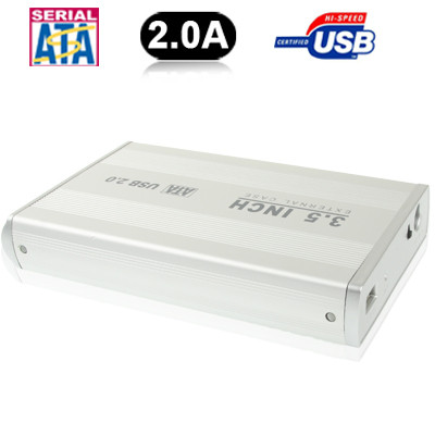 Boîtier externe SATA de 3,5 pouces avec alimentation 2.0A, prise en charge USB 2.0 (argent) S3505A569-35